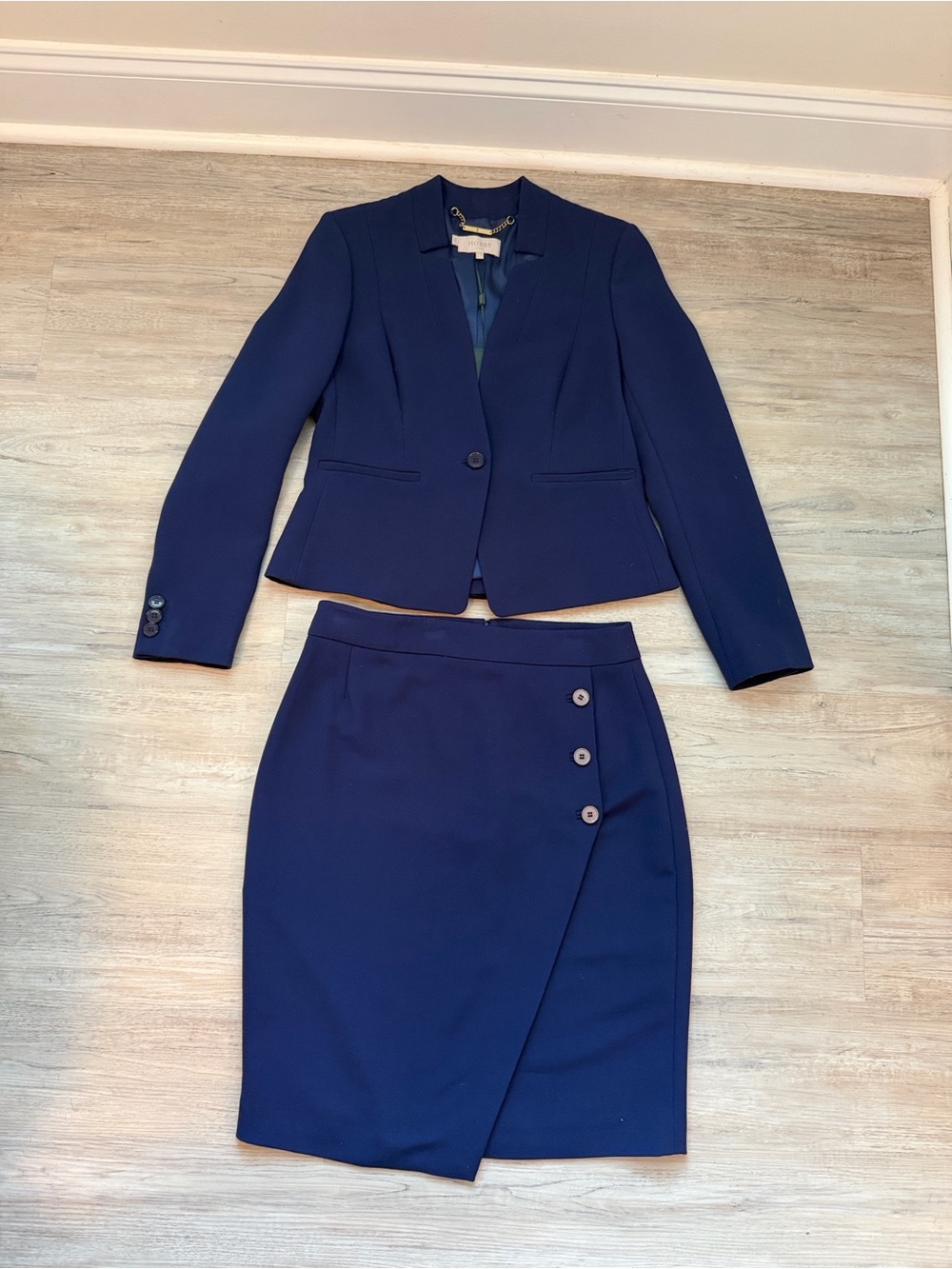 Hobbs-London Tailored Royal Blue Single-Button Blazer and Skirt